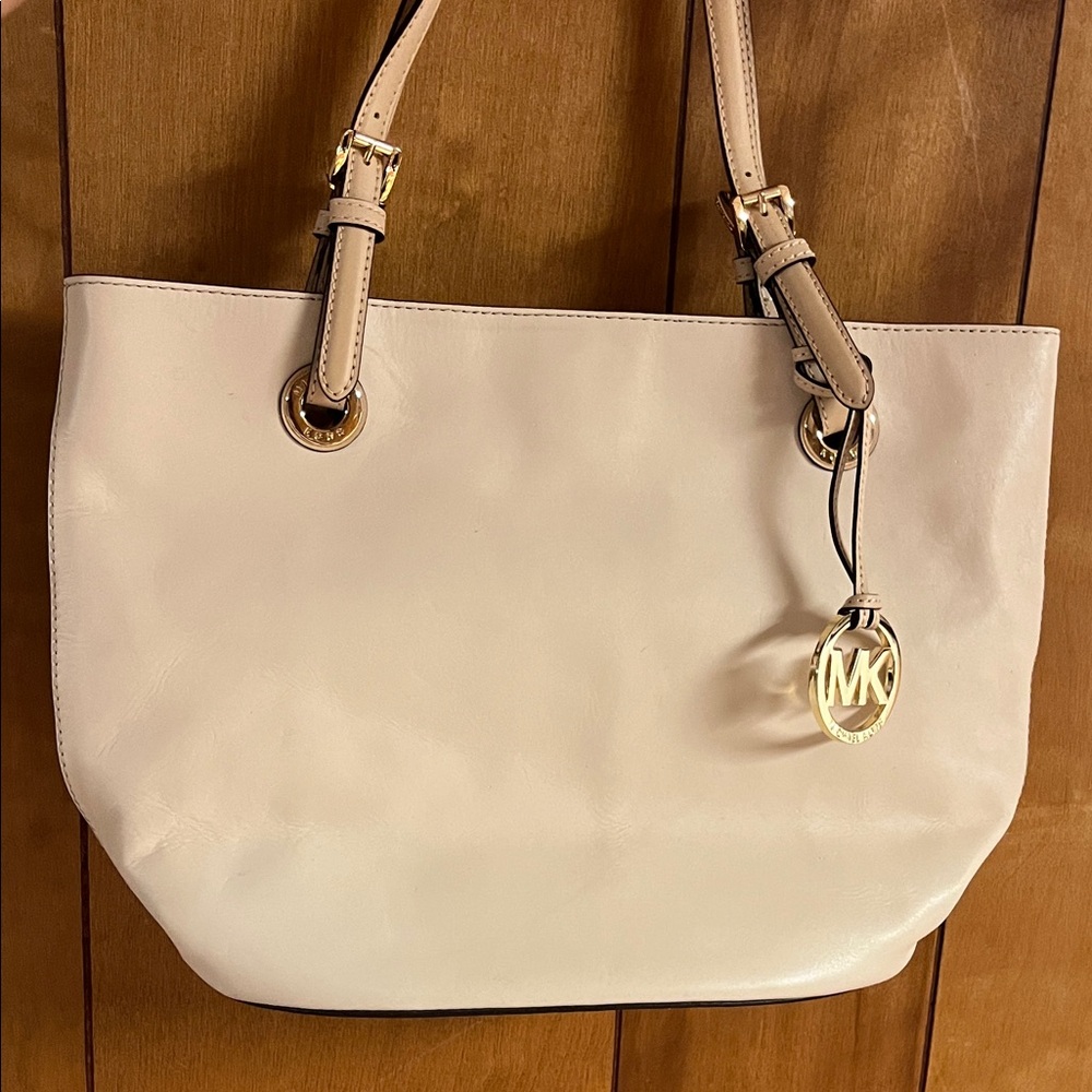 Michael Kors Ivory Tote with Gold Accents